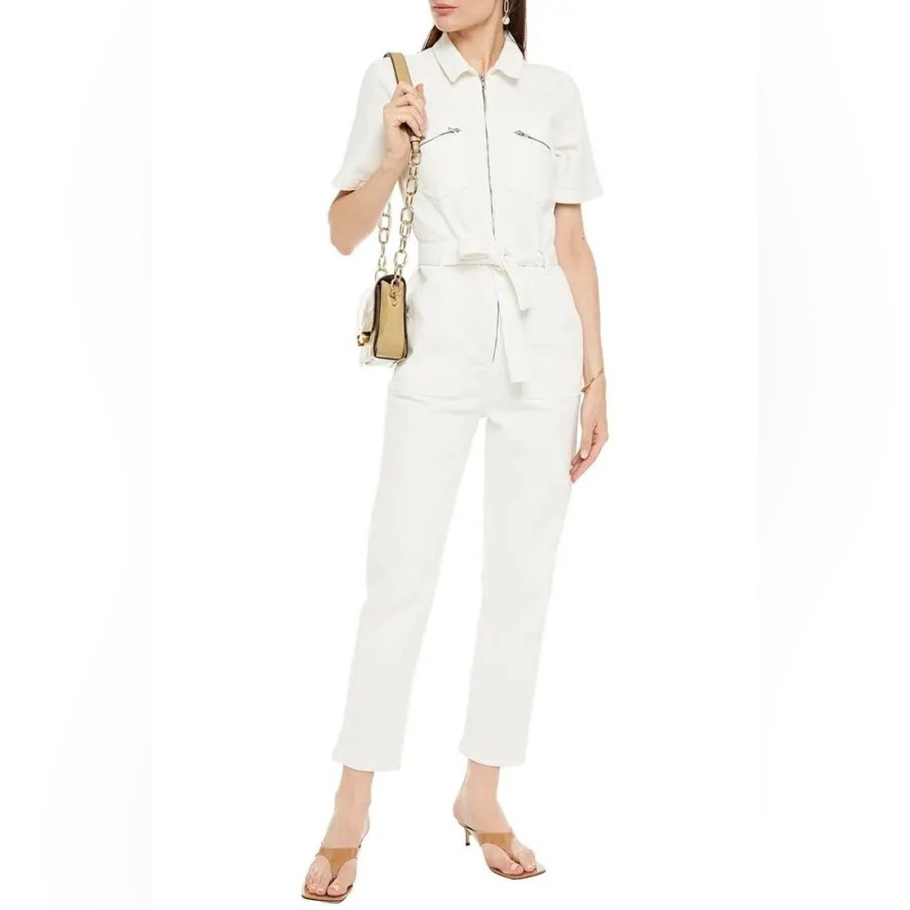 ba&sh Warren Belted Denim Cream Jumpsuit - Size 3